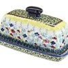 Blue Rose Polish Pottery Prairie Garden Butter Dish