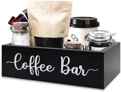 Zingoetrie Coffee Bar Wooden Box Coffee Station Organizer Coffee Bar Pod Holder Storage Accessories For Coffee Counter Farmhouse Kitchen Decor - Black -Kitchen Island Sale 41XQLZ8sy8L. AC