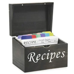 Black Recipe Box With Cards And Dividers - Wood Vintage Recipe Card Box With 100 4x6 Recipe Cards 12 Dividers And Conversion Chart Card - Gift Idea For Recipe LoversBlack Recipe Box With Cards And Dividers - Wood Vintage Recipe Card Box With 100 4x6 Recipe Cards 12 Dividers And Conversion Chart Card - Gift Idea For Recipe LoversBlack Recipe Box With Cards And Dividers - Wood Vintage Recipe Card Box With 100 4x6 Recipe Cards 12 Dividers And Conversion Chart Card - Gift Idea For