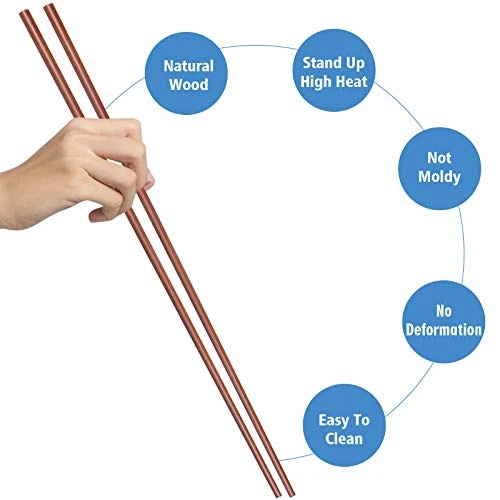 16.5 Inches Wooden Cooking Chopsticks Reusable For Noodles Frying Hotpot Extra Long Kitchen Chop Sticks Brown 2 Pairs 2 16.5 Inches Wooden Cooking Chopsticks Reusable For Noodles Frying Hotpot Extra Long Kitchen Chop Sticks Brown 2 Pairs - Image 2