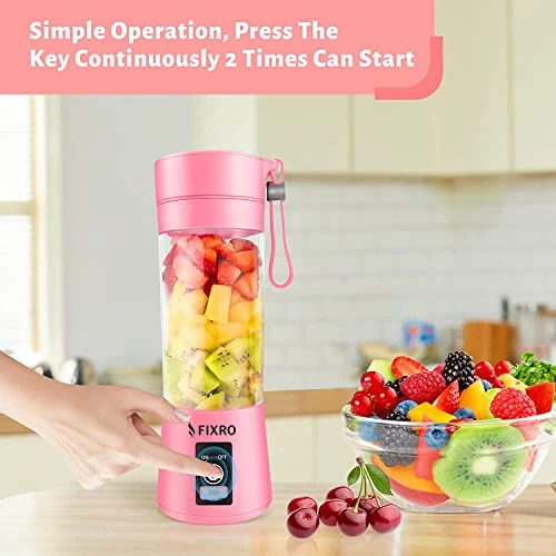 Portable Blender, Personal Blender For Smoothies And Shakes, Mini Fruit Juicer Cup Blender, Kitchen Personal Size Blender With USB Rechargeable, 380ml Traveling Fruit Juice, Veggie, Milk 6-3D Blades (Pink) 2 Portable Blender, Personal Blender For Smoothies And Shakes, Mini Fruit Juicer Cup Blender, Kitchen Personal Size Blender With USB Rechargeable, 380ml Traveling Fruit Juice, Veggie, Milk 6-3D Blades (Pink) - Image 2