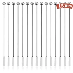 15Pcs Metal Stir Sticks, Stainless Coffee Stirrers Reusable, Swizzle Sticks For Cocktails, Multifunctional Stir Sticks For Epoxy, Resin, Coffee, Wine, Drinks, Tea, Paint, Crafts, Ink, Oil, Etc.