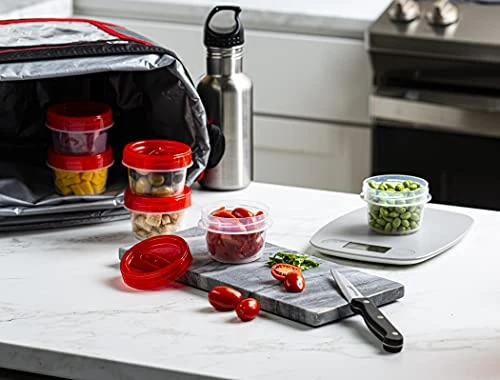 (4 Ounce 10 Pack) Twist Cap Containers Clear Bottom With Red Top Screw On Lids Twist Top Food Storage Freezer Reusable Containers 3 (4 Ounce 10 Pack) Twist Cap Containers Clear Bottom With Red Top Screw On Lids Twist Top Food Storage Freezer Reusable Containers - Image 3