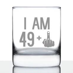 59 + 1 Middle Finger - Funny 60th Birthday Whiskey Rocks Glass Gifts For Men & Women Turning 60 - Fun Whisky Drinking Tumbler -Kitchen Island Sale 41Yf7xNBKRL