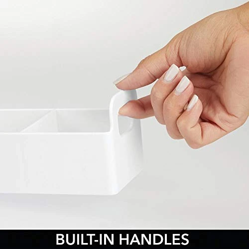 MDesign Plastic Condiment Organizer And Tea Bag Holder - 9" Long Kitchen Pantry/Countertop Storage Caddy - Divided Chip, Snack, Granola, Oatmeal Packet Holder - Lumiere Collection - White 2 MDesign Plastic Condiment Organizer And Tea Bag Holder - 9" Long Kitchen Pantry/Countertop Storage Caddy - Divided Chip, Snack, Granola, Oatmeal Packet Holder - Lumiere Collection - White - Image 2