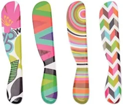 6" Melamine Butter Spreader 4-Piece Set-Designer Fun Vibrant Colorful Knives For Cream Cheese, Jam, Jelly, Mayo, Frosting, Sandwich-Shatterproof BPA Free Dishwasher Safe, 6-inch, Floral -Kitchen Island Sale 41YrYANMKNL. AC