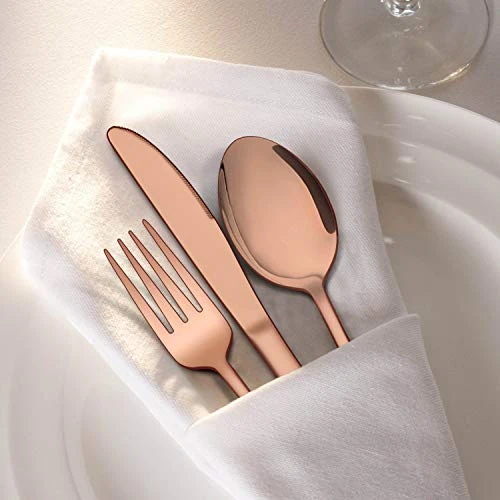20-Piece Copper Silverware Flatware Set For 4, Stainless Steel Eating Utensils Cutlery Includes Knives/Spoons/Forks, Tableware For Home Restaurant Party, Dishwasher Safe, Mirror Polished 2 20-Piece Copper Silverware Flatware Set For 4, Stainless Steel Eating Utensils Cutlery Includes Knives/Spoons/Forks, Tableware For Home Restaurant Party, Dishwasher Safe, Mirror Polished - Image 2