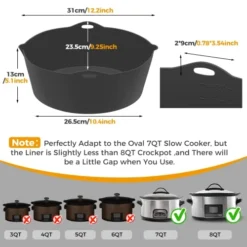 Crock Pot Liners Fit 7-8 Quart Oval Crockpots, Food-grade Silicone Large Size Slow Cooker Liners Leakproof & BPA Free & Dishwasher Safe & Reusable Cooking Liner Instead Of Disposable Crock Pot Liner -Kitchen Island Sale 41Z12bdiR2L