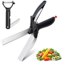 Vegetable Cutter Food Scissors, Salad Chopper Smart Cutter With Built-in Cutting Board, Kitchen Scissors With Vegetable Fruit Peeler For Home Picnic