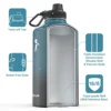 128 Oz Gallon Water Bottle Insulated With Straw&3 Lids, Water Jug Large Stainless Steel Metal Vacuum Wide Mouth For Sports, Gym Or Office, BPA-Free Keep Cold 48H Hot 24H, Samurai Cyan