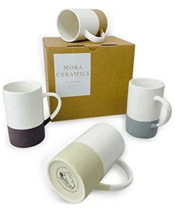 Ora Ceramics 12oz Coffee Mug Set Of 4 - Ceramic Tea Cups With Handle - Microwave And Dishwasher Safe, Perfect For Cup Or Mug Lovers - Rustic Matte Glaze, Modern Design Mugs - Assorted Colors