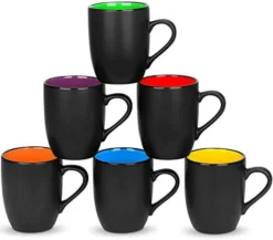 6 Pack Large Coffee Mug Set 16 Ounces, Matte Black Porcelain Mug Large-sized Ceramic Restaurant Drinking Cups For Coffee, Tea, Juice, Cocoa -Kitchen Island Sale 41ZeP5LI8L. AC