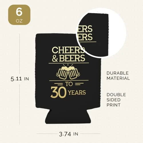 Cheers And Beers To 30 Years Can Coolers, 30th Birthday Party Coolies, Set Of 12, Black And Gold Can Coolers, Perfect For Birthday Parties, Birthday Decorations… 2 Cheers And Beers To 30 Years Can Coolers, 30th Birthday Party Coolies, Set Of 12, Black And Gold Can Coolers, Perfect For Birthday Parties, Birthday Decorations… - Image 2