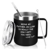 Being My Father-in-Law Stainless Steel Coffee Mug, Father's Day, Birthday, Christmas Gift For Father In Law, Dad, Father, Step Dad, Daddy, Insulated Coffee Mug With Lid And Handle, Black
