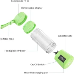 Portable Blender Personal 6 Blades Juicer Cup Household Fruit Mixer, With Magnetic Secure Switch, USB Charger Cable (Green) -Kitchen Island Sale 41aBlJovw7L