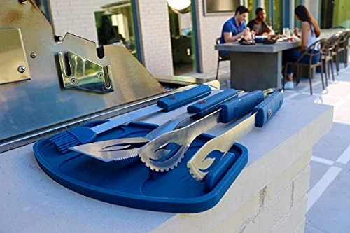 Gnite Silicone Grilling Trivet Is A 100% Nonslip Silicone Tool That Holds Tongs, Spatula & BASTING Brush Preventing Them From Contamination On The Grill's Surface And Also Keeps Your Grill Clean. 5 Gnite Silicone Grilling Trivet Is A 100% Nonslip Silicone Tool That Holds Tongs, Spatula & BASTING Brush Preventing Them From Contamination On The Grill's Surface And Also Keeps Your Grill Clean. - Image 5