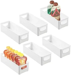 Plastic Stackable Small Organizing Bin Kitchen Pantry Cabinet, Refrigerator, Freezer Food Organization Storage Bins With Handles, Drawer Container Organizer, Ligne Collection, 6 Pack - White -Kitchen Island Sale 41aaZ9cTzkL. AC
