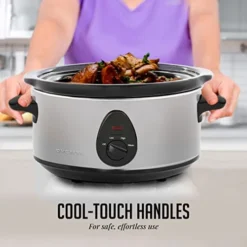 Vente Electric Slow Cooker 3.7 Quart With 3 Temperature Settings, Dishwasher Safe Removable Ceramic Pot & Tempered Glass Lid, Portable Multicooker Soup Maker And Mulled Wine Warmer, Silver SLO35ABR -Kitchen Island Sale 41acNDZ0d3L