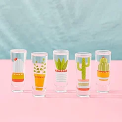 5-Pack Cactus Shot Glasses Set For Bachelorette, Fiesta Supplies, Western-Themed Party, Round, Decorative Shot Glasses With Heavy Base For Tequila, Whiskey, Vodka (2 Oz) -Kitchen Island Sale 41aes3AnIFL