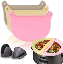 3 Pack Silicone Slowcooker Liners Reusable For 6-8 Qt Crockpot, Leakproof & Easy Clean Cookers Bags, Food Grade Silicone Crock Pot Liner, Slow Cooker Liners Oval Or Round Pot(Skin+ Pink+ Yellow) -Kitchen Island Sale 41aytrhGesL. AC