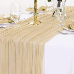 Champagne Cheesecloth Table Runner 35" X 120" Boho Gauze Table Runner 10FT Wrinkled Sheer Table Cloth For Wedding Bridal Baby Shower Party Backdrops Decor-6pcs -Kitchen Island Sale 41bh5hqRyqL. AC