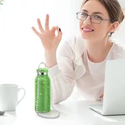 12 PCS Diamond Water Bottle Bulk Stainless Steel Insulated Water Bottle With Chain Bling Rhinestone Refillable Thermal Bottle Glitter Diamond Cup For Women Girls Gifts, 12 Colors (17 Oz) -Kitchen Island Sale 41bo1wpuxJL