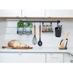 IDesign Austin Kitchen Metal Wall Organizer, Holds Spices, Utensils, Black -Kitchen Island Sale 41bqP8H6lOL