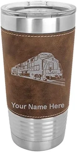 20oz Vacuum Insulated Tumbler Mug, Freight Train, Personalized Engraving Included (Faux Leather, Rustic) -Kitchen Island Sale 41cWe y9WUL. AC