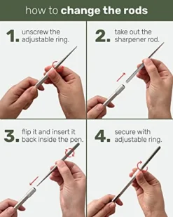 Serrated Knife Sharpener With Retractable Diamond Sharpening Rod. Repairs, Restores, Polishes Serrated Or Straight Blade. Pocket Knife Sharpener -Kitchen Island Sale 41cunhawZHL