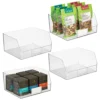 Wide Plastic Kitchen Food Storage Organizer Bin Basket With Open Front And Built-In Label Holder For Cabinets, Pantry - 12 Inch Width - 4 Pack - Clear