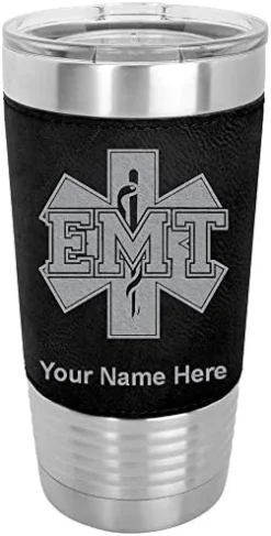 20oz Vacuum Insulated Tumbler Mug, EMT Emergency Medical Technician, Personalized Engraving Included (Faux Leather, Teal) -Kitchen Island Sale 41czTDIsW8L. AC