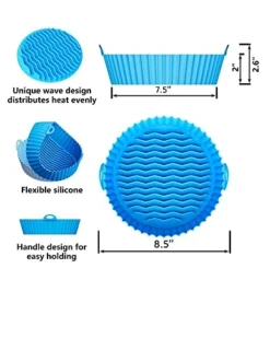 2-Pack 8.5inch Air Fryer Silicone Liner Silicone Air Fryer Basket Heat Resistant, Reusable Air Fryers Silicone Pot Round For 5QT - Air Fryer Oven Accessories (Blue) (8.5inch (5 QT Or Bigger)) -Kitchen Island Sale 41d1OwiA2SL