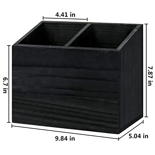 Utensil Holder For Kitchen Counter, Wood Utensil Organizer With 2 Compartments, Utensil Caddy And Silverware Organizer For Kitchen Decor, Black Kitchen Accessories 5 Utensil Holder For Kitchen Counter, Wood Utensil Organizer With 2 Compartments, Utensil Caddy And Silverware Organizer For Kitchen Decor, Black Kitchen Accessories - Image 5