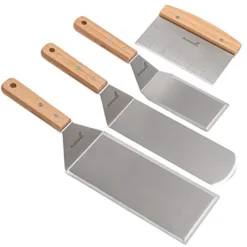Stainless Steel Metal Spatula Set-Teppaniyaki Spatulas-Griddle Scraper Flat Spatula Pancake Flipper Hamburger Turner-Metal Utensil Great For BBQ Grill Flat Top Cast Iron Griddle Accessories