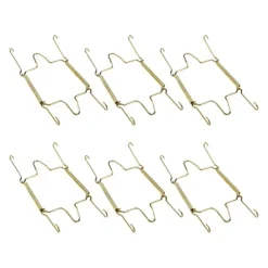 Faotup 6PCS Gold Metal Spring Plate Wall Hangers,Plate Hangers For The Wall 5 Inch,Dish Display Holder Wall,Dish Wall Hanger,Dish Hangers For Display,Suitable For 15-16 CM,5.39×8.87×0.51inches