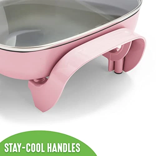 Healthy Ceramic Nonstick, 12" 5QT Square Electric Skillet With Glass Lid, Dishwasher Safe, Adjustable Temperature Control, PFAS-Free, Pink 5 Healthy Ceramic Nonstick, 12" 5QT Square Electric Skillet With Glass Lid, Dishwasher Safe, Adjustable Temperature Control, PFAS-Free, Pink - Image 5