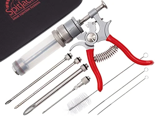 SpitJack Magnum Meat Injector Gun. Food Flavor Injection Syringe For Smoked BBQ Marinades And Meat Seasoning. 4 Needles For Pork Butt, Beef Brisket, Turkey Breast. 50ml Capacity. Made In The USA. 2 SpitJack Magnum Meat Injector Gun. Food Flavor Injection Syringe For Smoked BBQ Marinades And Meat Seasoning. 4 Needles For Pork Butt, Beef Brisket, Turkey Breast. 50ml Capacity. Made In The USA. - Image 2
