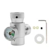 CO2 Mini Regulator, Keg Charger Refill Adapter Connector Kit For Paintball Tanks SodaStream Filling Tank Cylinder(Silver With Meter)