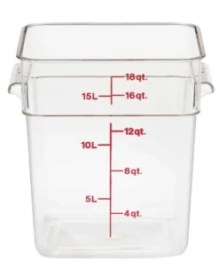, 18 Quart Camwear Polycarbonate Square Food Storage Container, Clear