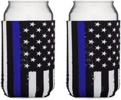 Thin Red Line Collapsible Beer Can And Bottle Beverage Cooler Sleeves - 2 Pack - Standard Size 12 Oz - 3mm Thick Insulated Neoprene - Fireman Firefighter -Kitchen Island Sale 41dr6XyqpeL. AC