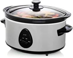 Vente Electric Slow Cooker 3.7 Quart With 3 Temperature Settings, Dishwasher Safe Removable Ceramic Pot & Tempered Glass Lid, Portable Multicooker Soup Maker And Mulled Wine Warmer, Silver SLO35ABR -Kitchen Island Sale 41e43uahEtL. AC