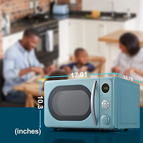 0.7 Cu. Ft. Retro Countertop Microwave Oven, 700 Watts, Blue 2 0.7 Cu. Ft. Retro Countertop Microwave Oven, 700 Watts, Blue - Image 2