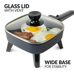Craft 7-Inch Electric Non-Stick Skillet, Adjustable Temperature Control, Cool-Touch Handle With Tempered Glass Lid, Perfect For Healthy Keto & Low-Carb Diets, Rice Bowls, & Eggs -Kitchen Island Sale 41ewOhATqTL