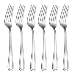 Salad Forks Set Of 6, Flatware Forks 7-Inch, Stainless Steel Table Forks Mirror Polishing (Silver, 6pcs-Round Handle)