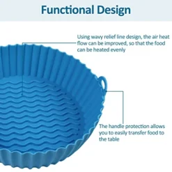 YCQQPRO Silicone Air Fryer Liner, 9.5inch Reusable Air Fryer Silicone Basket, Heat Resistant Easy Cleaning Air Fryers Silicone Pot For 6QT Or Bigger Air Fryer Oven Acessories (2 Pack, Blue & Grey) -Kitchen Island Sale 41fPe64zIvL