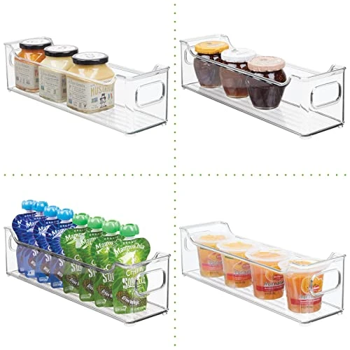 MDesign Slim Stackable Plastic Storage Organization Bin With Handles For Kitchen Cabinet, Pantry, Shelf, Refrigerator, Home Organizer For Fruit, Potatoes, Onions, Drinks, Snacks, Pasta, 8 Pack, Clear 5 MDesign Slim Stackable Plastic Storage Organization Bin With Handles For Kitchen Cabinet, Pantry, Shelf, Refrigerator, Home Organizer For Fruit, Potatoes, Onions, Drinks, Snacks, Pasta, 8 Pack, Clear - Image 5