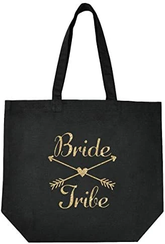 ElegantPark Bride Tribe Squad Tote Bridesmaid Wedding Bachelorette Bridal Shower Gifts Shoulder Bags Black Cotton Gold Glitter 5 Pcs 5 ElegantPark Bride Tribe Squad Tote Bridesmaid Wedding Bachelorette Bridal Shower Gifts Shoulder Bags Black Cotton Gold Glitter 5 Pcs - Image 5