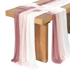 10ft Wedding Weave Table Runner For Sweetheart Table (Set Of 8, Shades Of Dusty Rose)