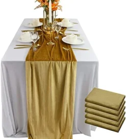 OME Velvet Table Runner, 10ft Luxurious Wedding Reception Decorations Soft Velvet Fabric Table Linen Overlay For Party (20 X 120 Inch, Gold) -Kitchen Island Sale 41g9Q8hauSL. AC