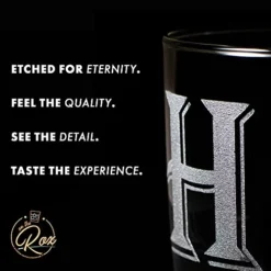 Monogrammed Gifts For Men - 4PC 11 Oz Custom Whiskey Glasses (M-Monogram) - Engraved Whiskey Glasses - Personalized Whiskey Glasses - Unique Bourbon Glasses - Personalized Glass Gifts For Dad -Kitchen Island Sale 41gTysM7xES